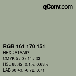 Color code: RGB 161 170 151 | qconv.com