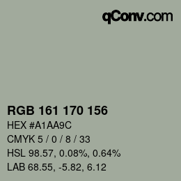 カラーコード: RGB 161 170 156 | qconv.com