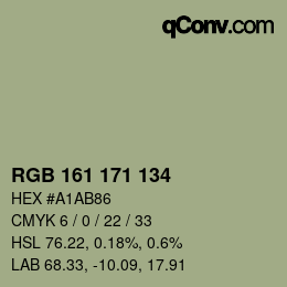 Color code: RGB 161 171 134 | qconv.com