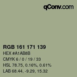 Color code: RGB 161 171 139 | qconv.com