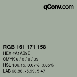 カラーコード: RGB 161 171 158 | qconv.com