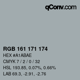 颜色代码: RGB 161 171 174 | qconv.com