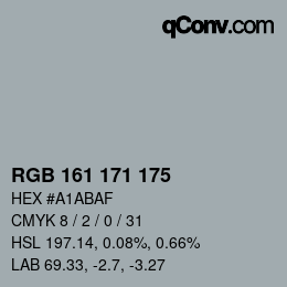 颜色代码: RGB 161 171 175 | qconv.com