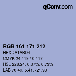 颜色代码: RGB 161 171 212 | qconv.com