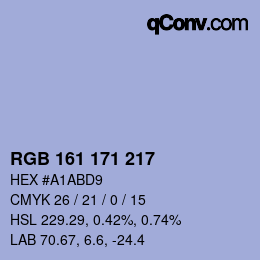 Código de color: RGB 161 171 217 | qconv.com