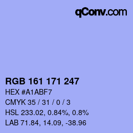 カラーコード: RGB 161 171 247 | qconv.com