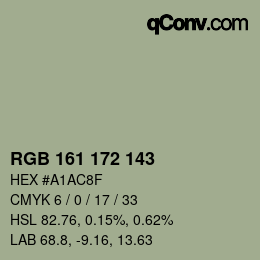 カラーコード: RGB 161 172 143 | qconv.com
