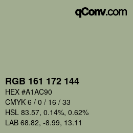 Color code: RGB 161 172 144 | qconv.com