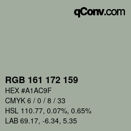 カラーコード: RGB 161 172 159 | qconv.com