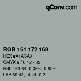 カラーコード: RGB 161 172 169 | qconv.com