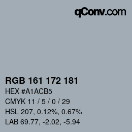 颜色代码: RGB 161 172 181 | qconv.com