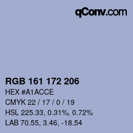 カラーコード: RGB 161 172 206 | qconv.com