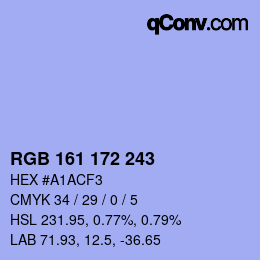 Color code: RGB 161 172 243 | qconv.com
