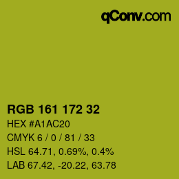 カラーコード: RGB 161 172 32 | qconv.com