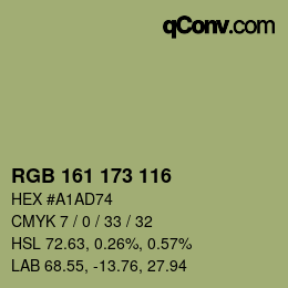 カラーコード: RGB 161 173 116 | qconv.com