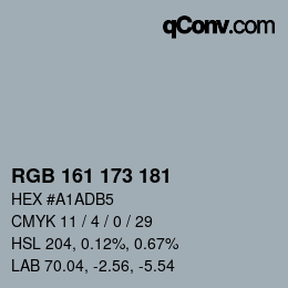 颜色代码: RGB 161 173 181 | qconv.com