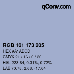 Color code: RGB 161 173 205 | qconv.com