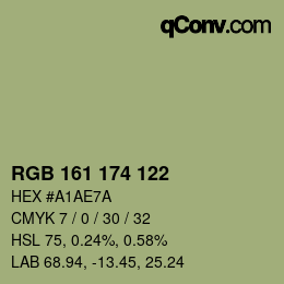 Farbcode: RGB 161 174 122 | qconv.com