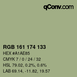 カラーコード: RGB 161 174 133 | qconv.com