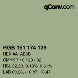 カラーコード: RGB 161 174 139 | qconv.com