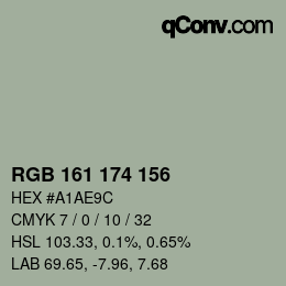 Color code: RGB 161 174 156 | qconv.com