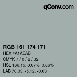 Color code: RGB 161 174 171 | qconv.com