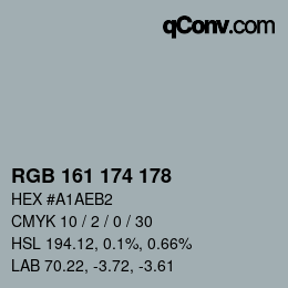 カラーコード: RGB 161 174 178 | qconv.com