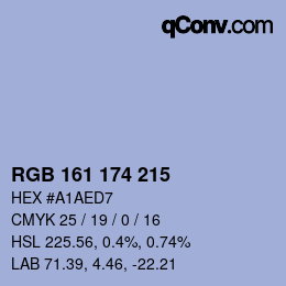 Color code: RGB 161 174 215 | qconv.com