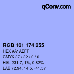 Color code: RGB 161 174 255 | qconv.com