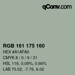 Color code: RGB 161 175 160 | qconv.com
