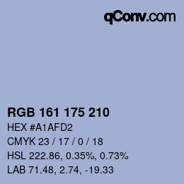 カラーコード: RGB 161 175 210 | qconv.com