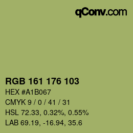 Color code: RGB 161 176 103 | qconv.com