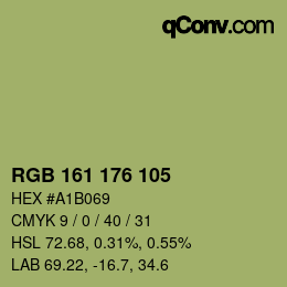 Color code: RGB 161 176 105 | qconv.com