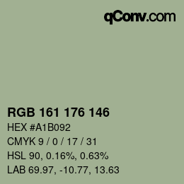 Código de color: RGB 161 176 146 | qconv.com