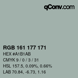 颜色代码: RGB 161 177 171 | qconv.com