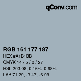 カラーコード: RGB 161 177 187 | qconv.com