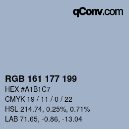 カラーコード: RGB 161 177 199 | qconv.com