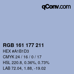 Color code: RGB 161 177 211 | qconv.com