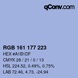 颜色代码: RGB 161 177 223 | qconv.com