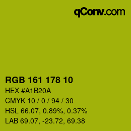 Color code: RGB 161 178 10 | qconv.com