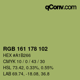 Color code: RGB 161 178 102 | qconv.com