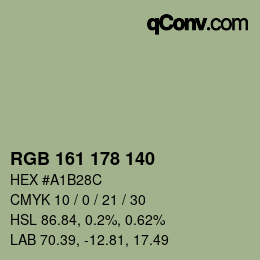Código de color: RGB 161 178 140 | qconv.com