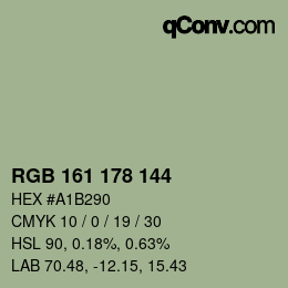 颜色代码: RGB 161 178 144 | qconv.com