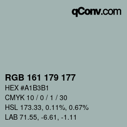 颜色代码: RGB 161 179 177 | qconv.com