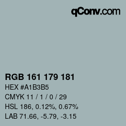 颜色代码: RGB 161 179 181 | qconv.com