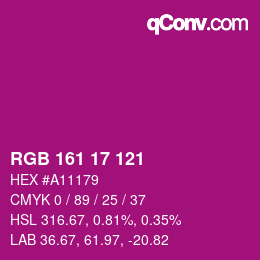 颜色代码: RGB 161 17 121 | qconv.com