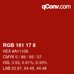 颜色代码: RGB 161 17 8 | qconv.com