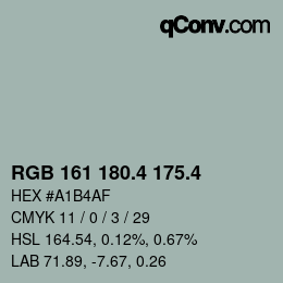 カラーコード: RGB 161 180.4 175.4 | qconv.com