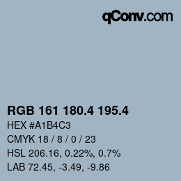 カラーコード: RGB 161 180.4 195.4 | qconv.com