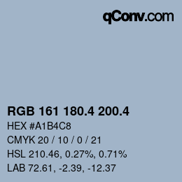 カラーコード: RGB 161 180.4 200.4 | qconv.com